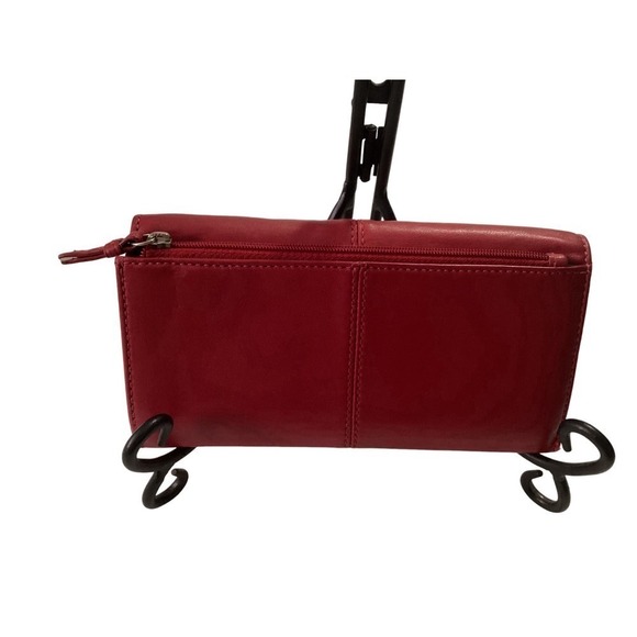 Coach red long snap pleated leather wallet - Picture 3 of 4